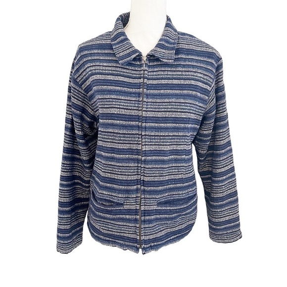 Cabela’s Jacket Women’s Size Large Blue Stripe Full Zip Collar Pockets Fall - Picture 4 of 9